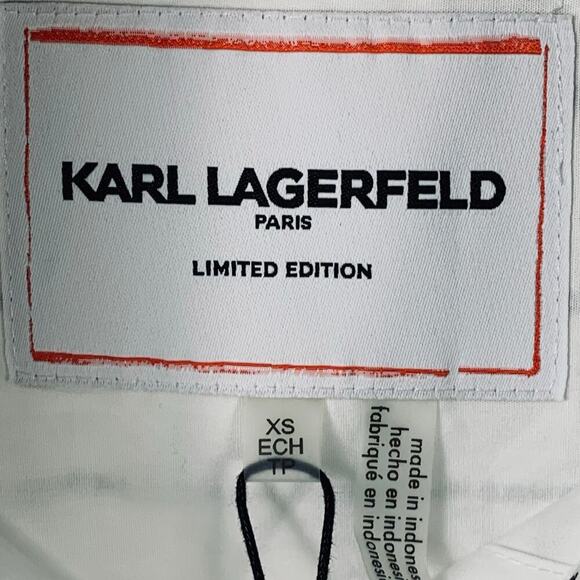 Karl Lagerfeld Paris Black Striped Button Down Shirt - Size XS - Picture 4 of 7